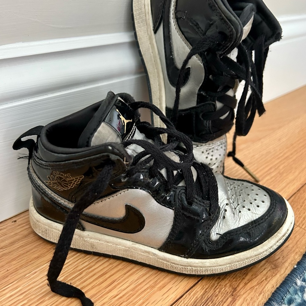 Kids Black and Silver Sneakers